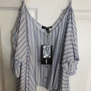 Blue and White tank blouse